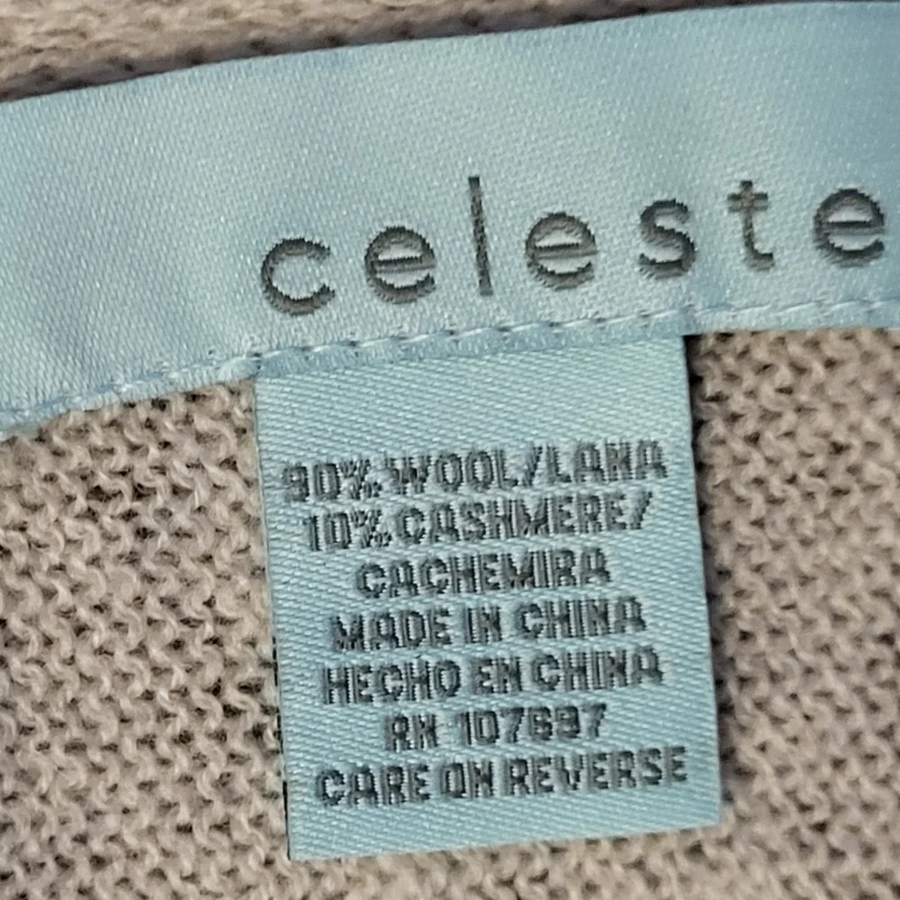 Celeste Elegant Taupe and Tan Wide Wool and Cashmere Blend Wrap / Scarf